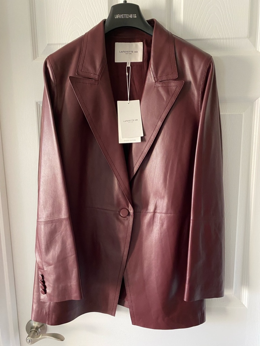 Lafayette 148 New York Deep Burgundy Leather Blazer